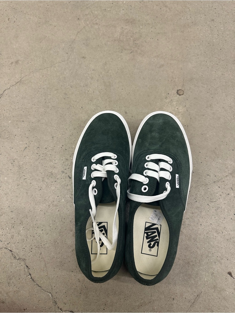 dark green suede vans authentics